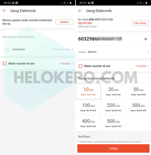 Cara Top Up E-Money Mandiri Di Shopee dan Update Saldo Terbaru