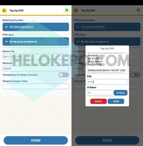 Top Up OVO lewat BTN Mobile 2021