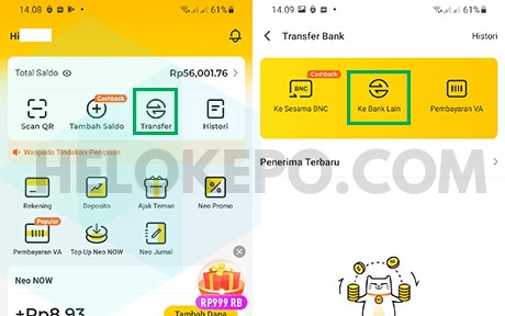 Pilih Transfer ke Bank Lain