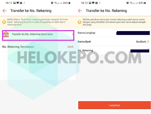 Tambah Rekening di Shopee